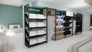 Sleep Group, Store in Store Concept – accessory wall perspective - Dandy Lion Interior Experiences