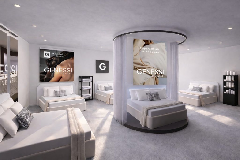 Modern sleep showroom display with multiple beds.