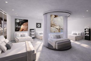 Modern sleep showroom display with multiple beds.