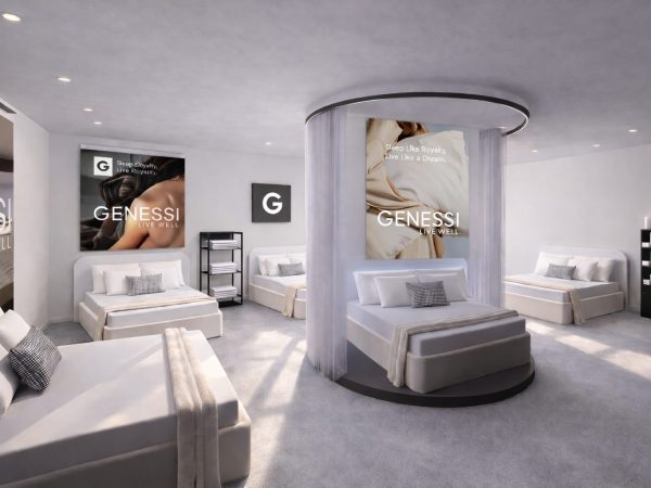 Modern sleep showroom display with multiple beds.