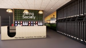 Swing Society, Golf Simulation Club – Reception area 2 - Dandy Lion Interior Experiences
